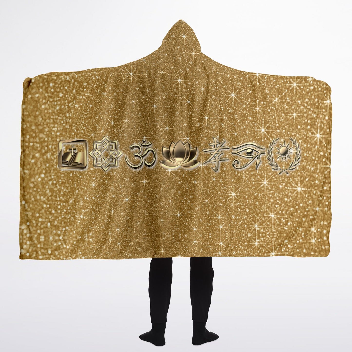 Ancient Wisdom Sherpa Blanket - AOP Gold