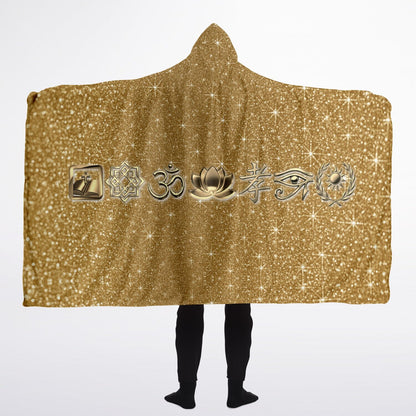 Ancient Wisdom Sherpa Blanket - AOP Gold