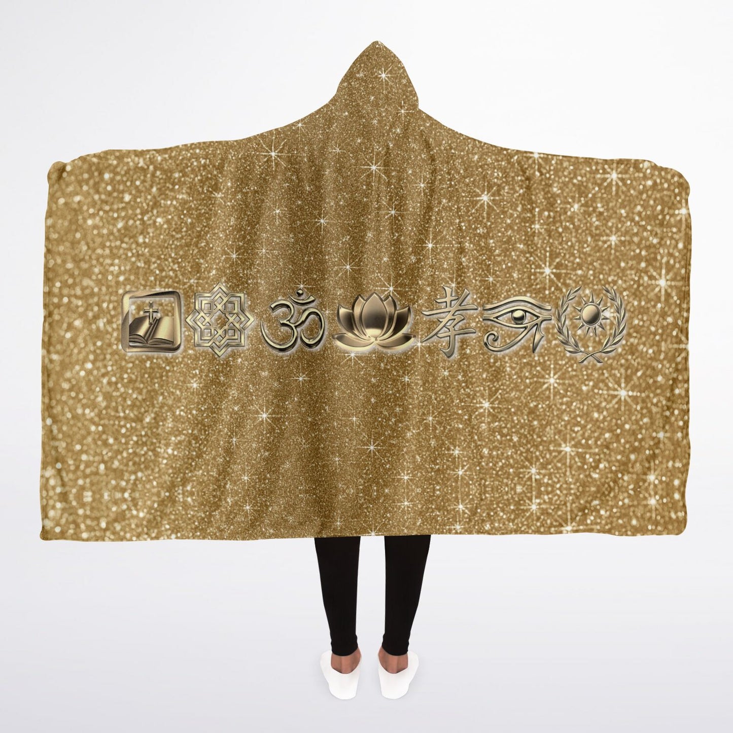 Ancient Wisdom Sherpa Blanket - AOP Gold