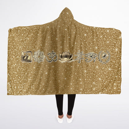 Ancient Wisdom Sherpa Blanket - AOP Gold