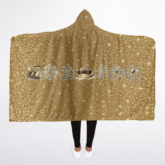 Ancient Wisdom Sherpa Blanket - AOP Gold